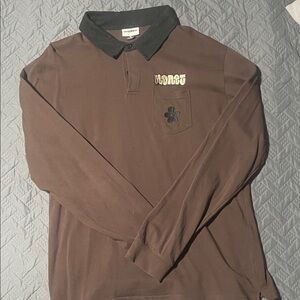 Monet Dark Brown Long Sleeve Polo Shirt